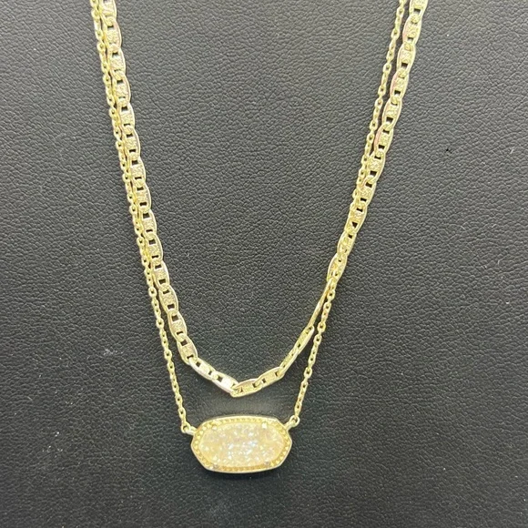 Kendra Scott Elisa Gold Multi Strand Necklace Iridescent Drusy - Picture 3 of 5